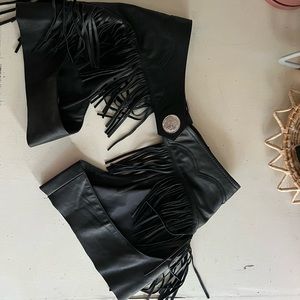 Western vintage black leather chaps